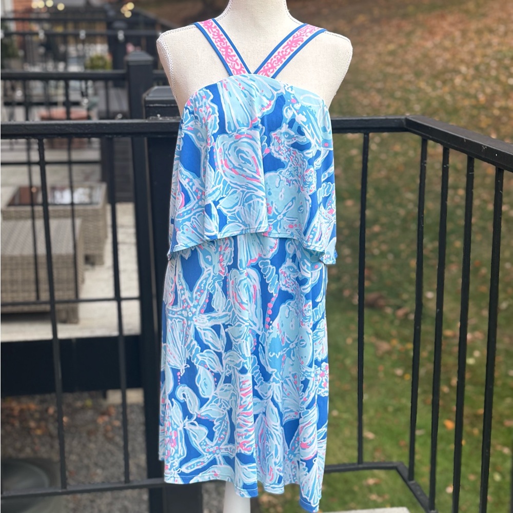 Lilly Pulitzer Bay Blue Into The Deep Engineered Shay Dress Size XL Resortwear